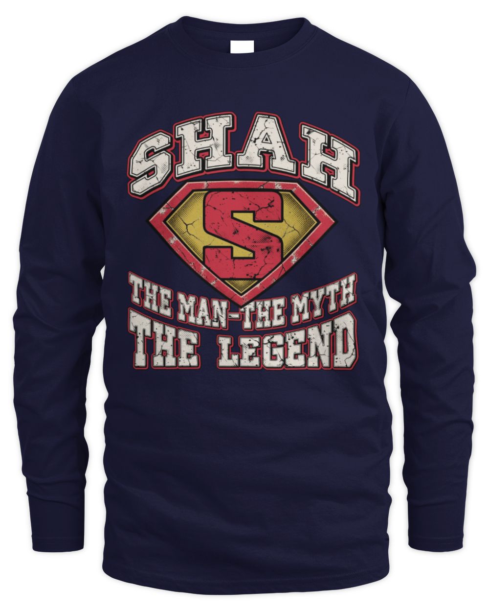 The Man The Myth The Legend Superman Graphic T-Shirt SHAH M1-74 / Men's Long Sleeved T-Shirt / navy