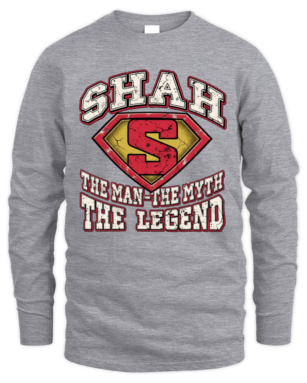 The Man The Myth The Legend Superman Graphic T-Shirt SHAH M1-74 / Men's Long Sleeved T-Shirt / sport grey