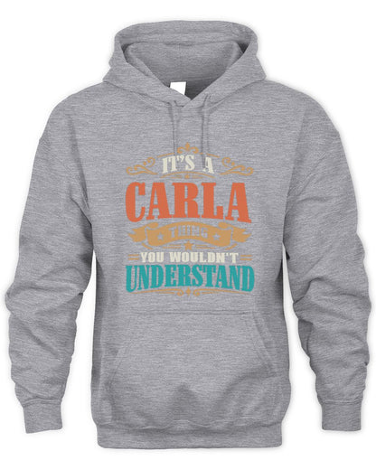 It’s a Name Thing Personalized Retro T-Shirt CARLA M1-47 / Unisex Hoodie / sport grey