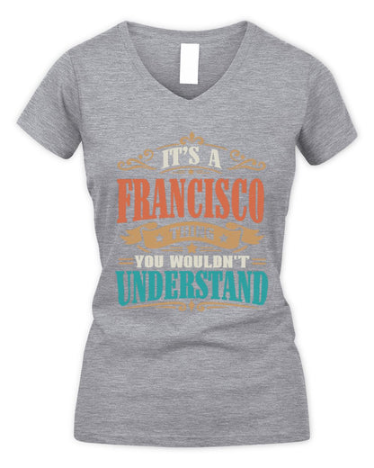It’s a Name Thing Personalized Retro T-Shirt FRANCISCO M1-47 / Women's V-Neck T-Shirt / sport grey
