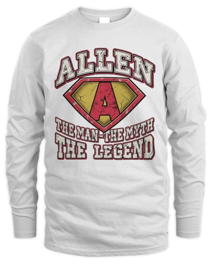 The Man The Myth The Legend Superman Graphic T-Shirt ALLEN M1-74 / Men's Long Sleeved T-Shirt / white