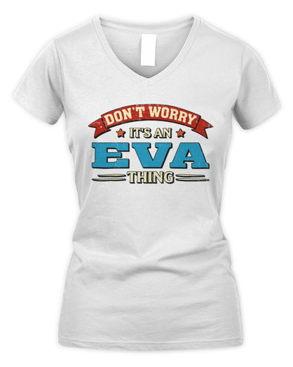 Don't Worry It's a Your Name Thing Funny Retro T-Shirt EVA M1-57 / Women's V-Neck T-Shirt / white