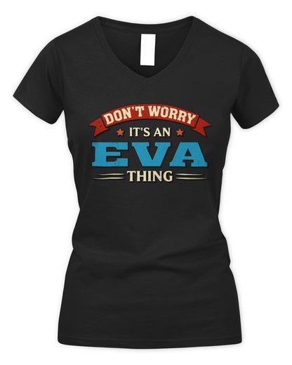 Don't Worry It's a Your Name Thing Funny Retro T-Shirt EVA M1-57 / Women's V-Neck T-Shirt / black