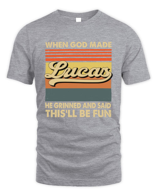 When God Made Your Name He Grinned Vintage T-Shirt LUCAS M1-55 / Unisex Standard T-Shirt / sport grey