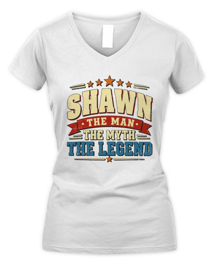 The Man The Myth The Legend Ribbon Vintage T-Shirt SHAWN M1-56 / Women's V-Neck T-Shirt / white
