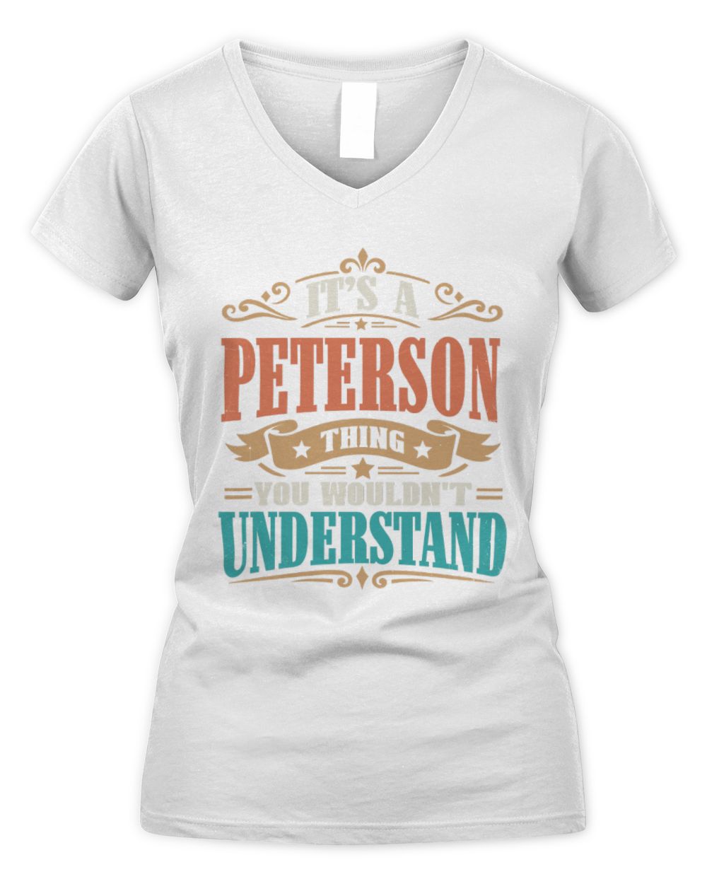 It’s a Name Thing Personalized Retro T-Shirt PETERSON M1-47 / Women's V-Neck T-Shirt / white