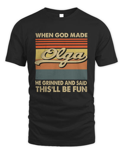 When God Made Your Name He Grinned Vintage T-Shirt OLGA M1-55 / Unisex Standard T-Shirt / black