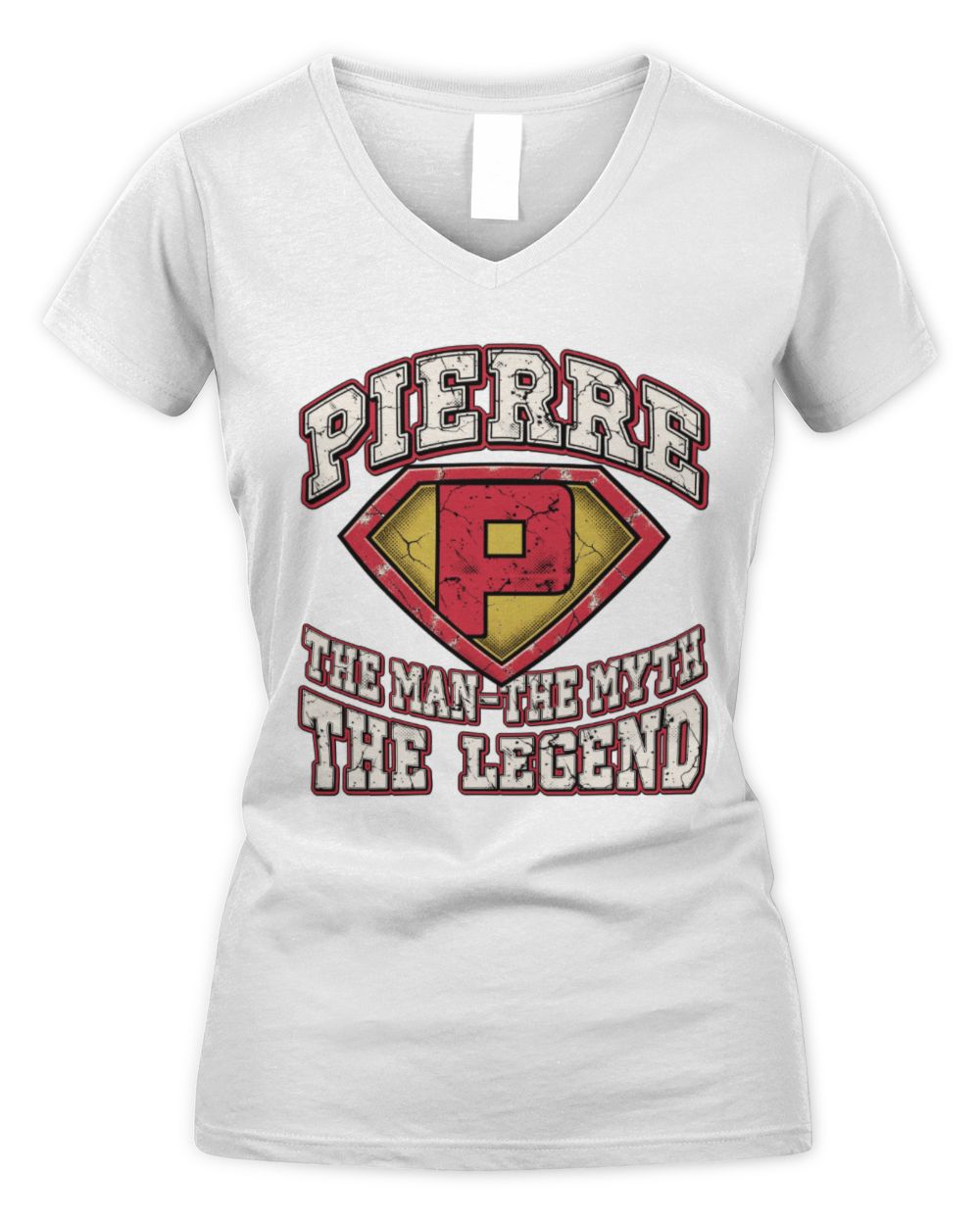 The Man The Myth The Legend Superman Graphic T-Shirt PIERRE M1-74 / Women's V-Neck T-Shirt / white
