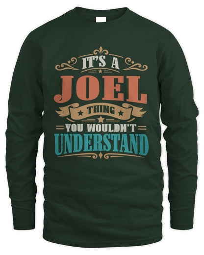 It’s a Name Thing Personalized Retro T-Shirt JOEL M1-47 / Men's Long Sleeved T-Shirt / forest green