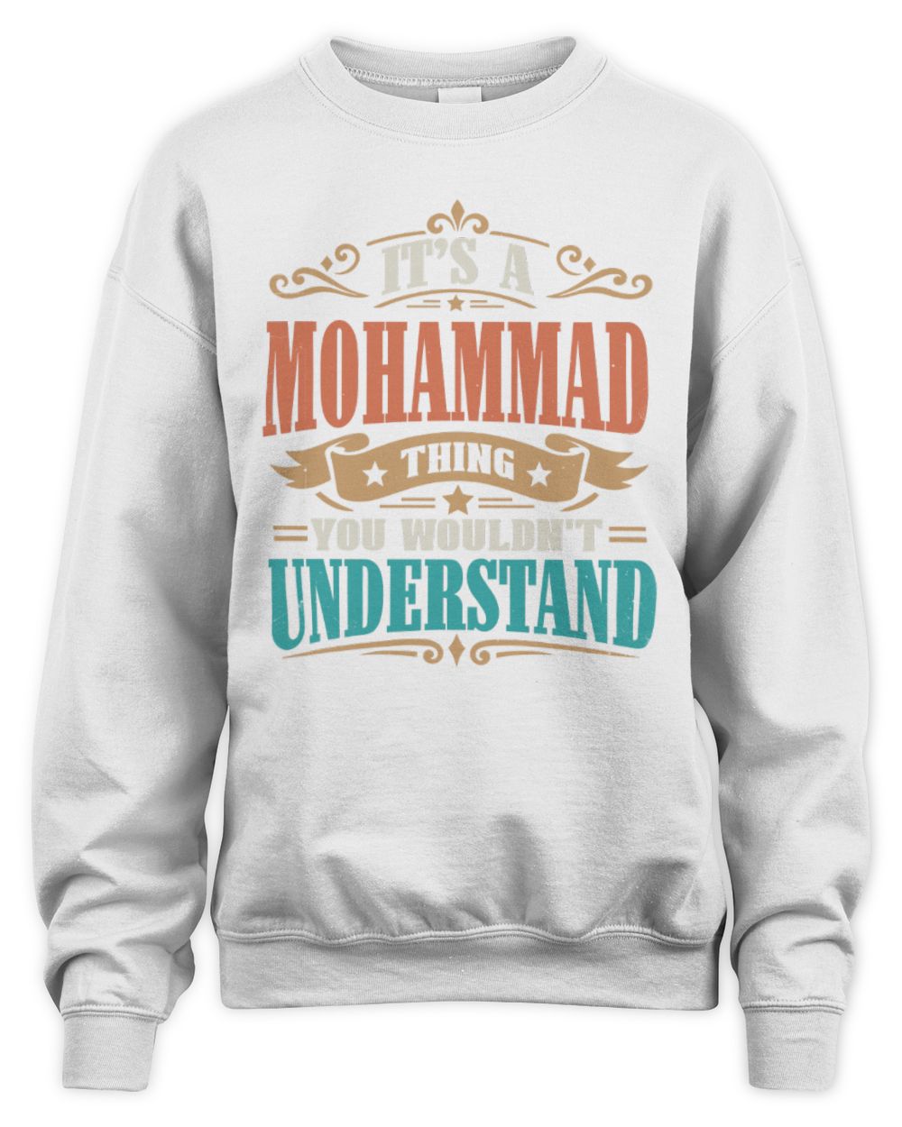 It’s a Name Thing Personalized Retro T-Shirt MOHAMMAD M1-47 / Unisex Sweatshirt / white