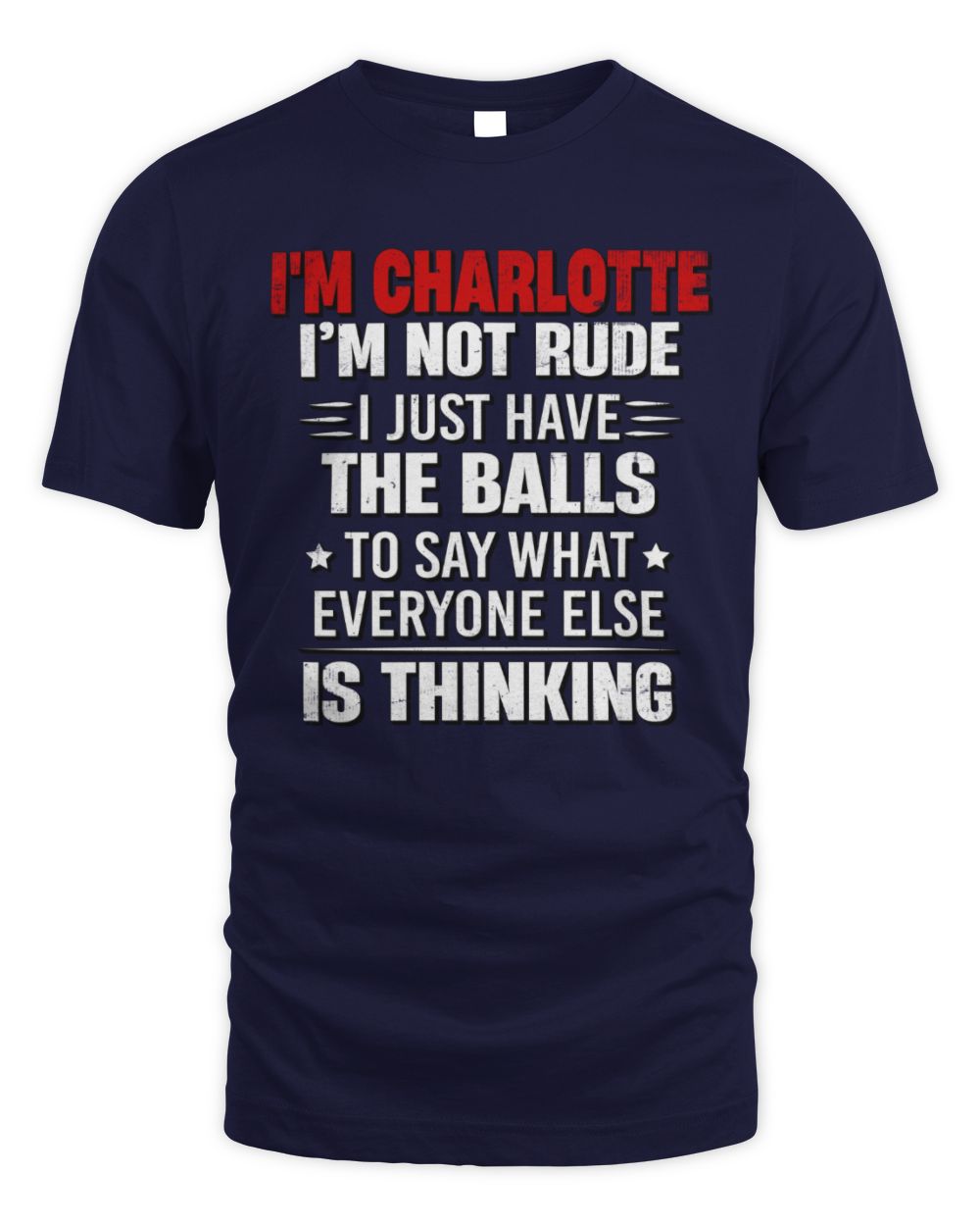 I'm Name I'm Not Rude I Just Have The Balls Funny T-Shirt CHARLOTTE M1-46 / Unisex Standard T-Shirt / navy