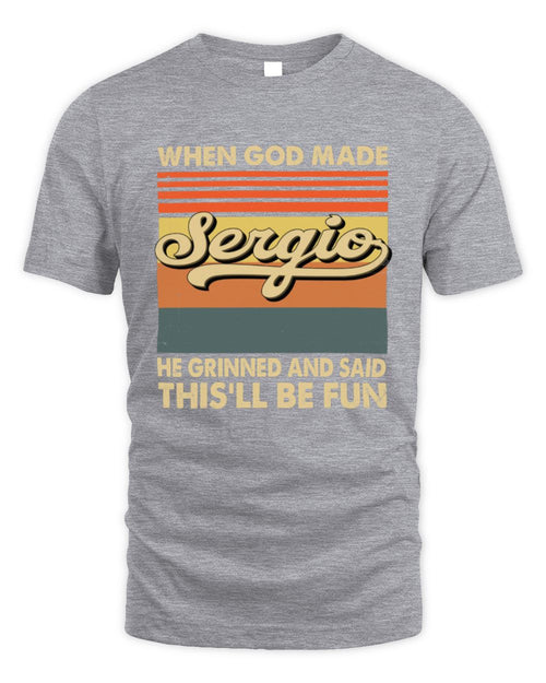 When God Made Your Name He Grinned Vintage T-Shirt SERGIO M1-55 / Unisex Standard T-Shirt / sport grey