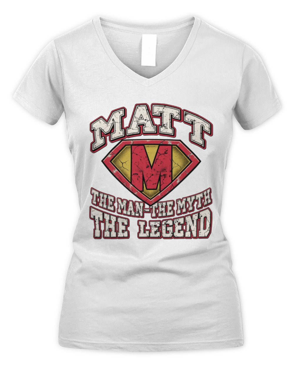 The Man The Myth The Legend Superman Graphic T-Shirt MATT M1-74 / Women's V-Neck T-Shirt / white