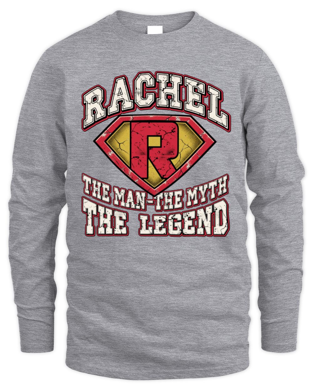 The Man The Myth The Legend Superman Graphic T-Shirt RACHEL M1-74 / Men's Long Sleeved T-Shirt / sport grey