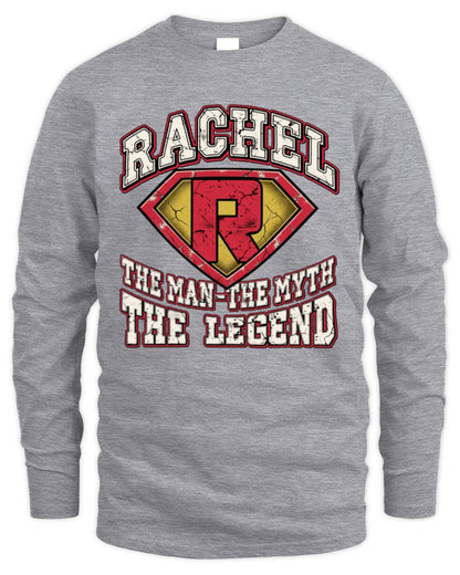 The Man The Myth The Legend Superman Graphic T-Shirt RACHEL M1-74 / Men's Long Sleeved T-Shirt / sport grey