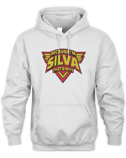 Because I'm Name That's Why Red and Yellow Logo Graphic T-Shirt SILVA M1-75 / Unisex Hoodie / white