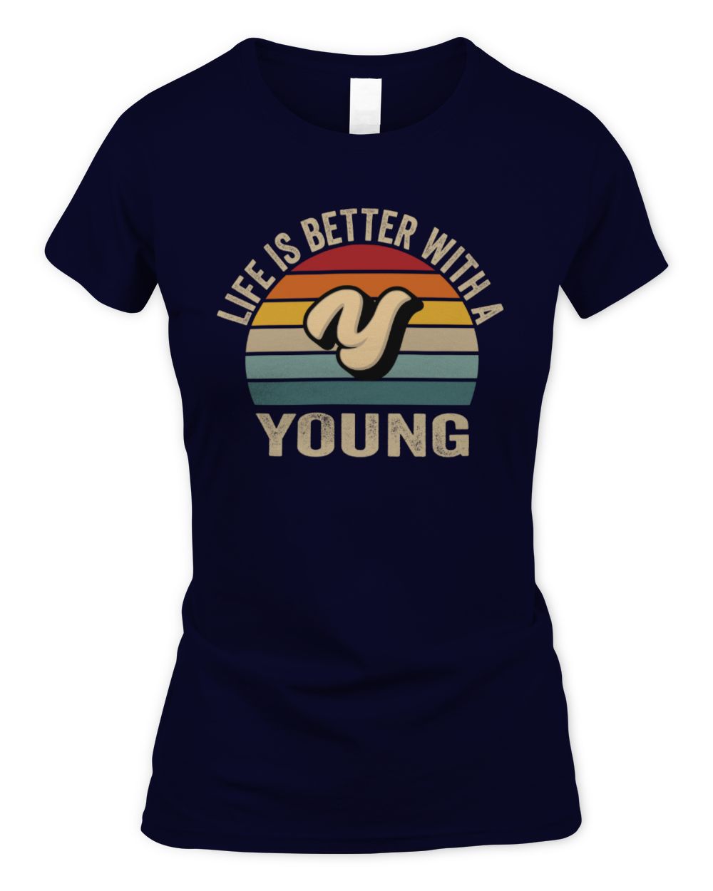 Life Is Better with Name Vintage Sun Shirt YOUNG M1-50 / Women's Standard T-Shirt / navy