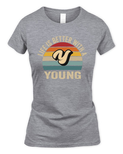 Life Is Better with Name Vintage Sun Shirt YOUNG M1-50 / Women's Standard T-Shirt / sport grey