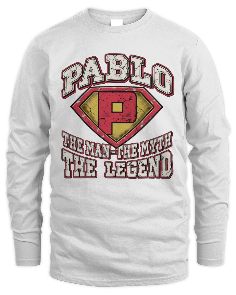 The Man The Myth The Legend Superman Graphic T-Shirt PABLO M1-74 / Men's Long Sleeved T-Shirt / white
