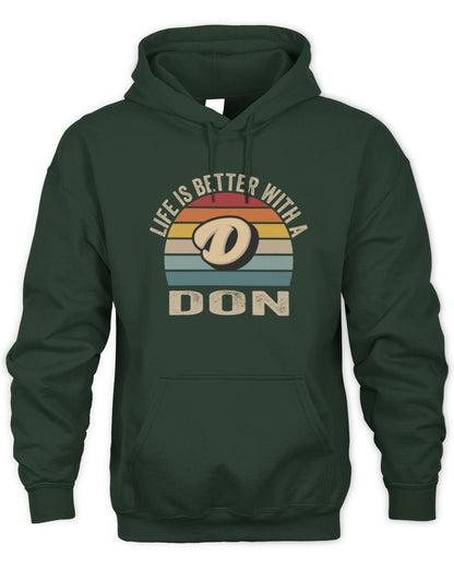 Life Is Better with Name Vintage Sun Shirt DON M1-50 / Unisex Hoodie / forest green