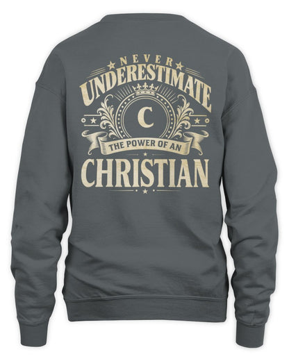 Never Underestimate Your Name Luxury Logo Shirt CHRISTIAN M1-63 / Unisex Sweatshirt / charcoal
