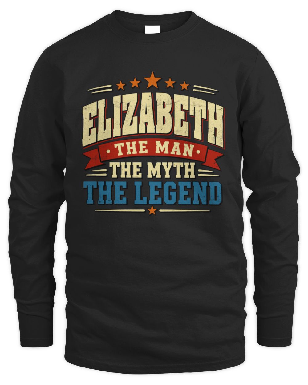 The Man The Myth The Legend Ribbon Vintage T-Shirt ELIZABETH M1-56 / Men's Long Sleeved T-Shirt / black