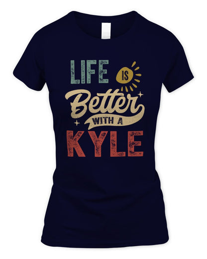 Life Is Better With a Name Personalized Retro T-Shirt KYLE-48 / Women's Standard T-Shirt / navy