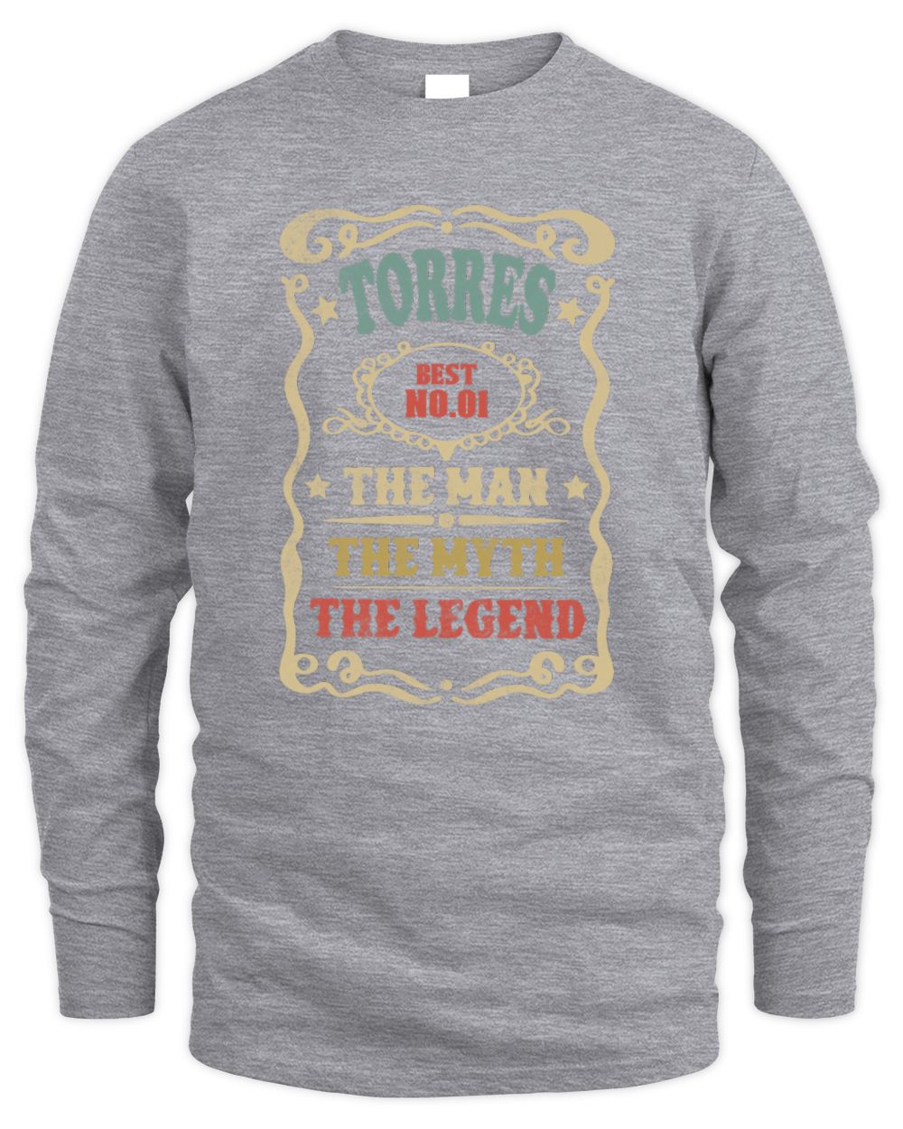The Man The Myth The Legend Vintage Gold Wine Shirt TORRES M1-52 / Men's Long Sleeved T-Shirt / sport grey