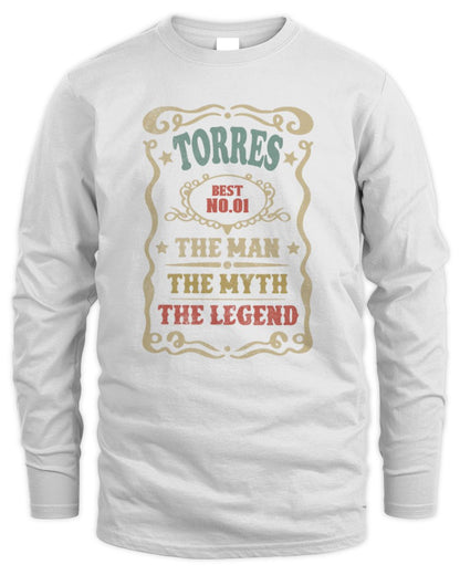 The Man The Myth The Legend Vintage Gold Wine Shirt TORRES M1-52 / Men's Long Sleeved T-Shirt / white