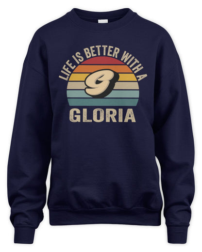 Life Is Better with Name Vintage Sun Shirt GLORIA M1-50 / Unisex Sweatshirt / navy