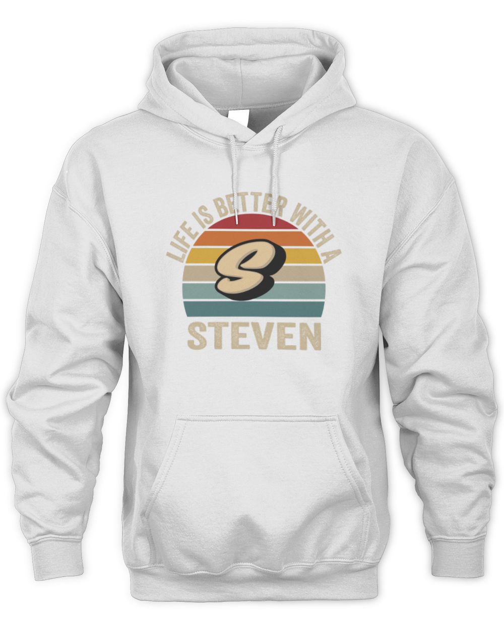 Life Is Better with Name Vintage Sun Shirt STEVEN M1-50 / Unisex Hoodie / white