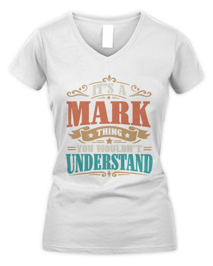 It’s a Name Thing Personalized Retro T-Shirt MARK M1-47 / Women's V-Neck T-Shirt / white
