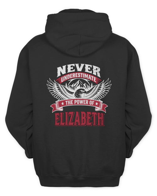 Never Underestimate Your Name Eagle Mountain Shirt ELIZABETH M1-61 / Unisex Hoodie / black