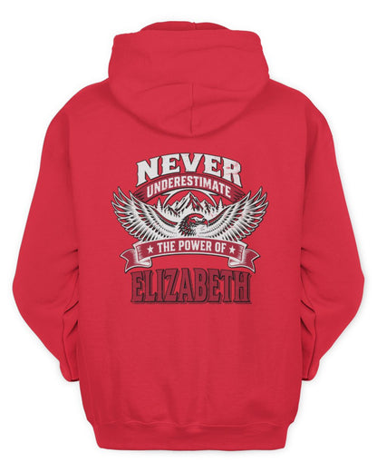 Never Underestimate Your Name Eagle Mountain Shirt ELIZABETH M1-61 / Unisex Hoodie / red