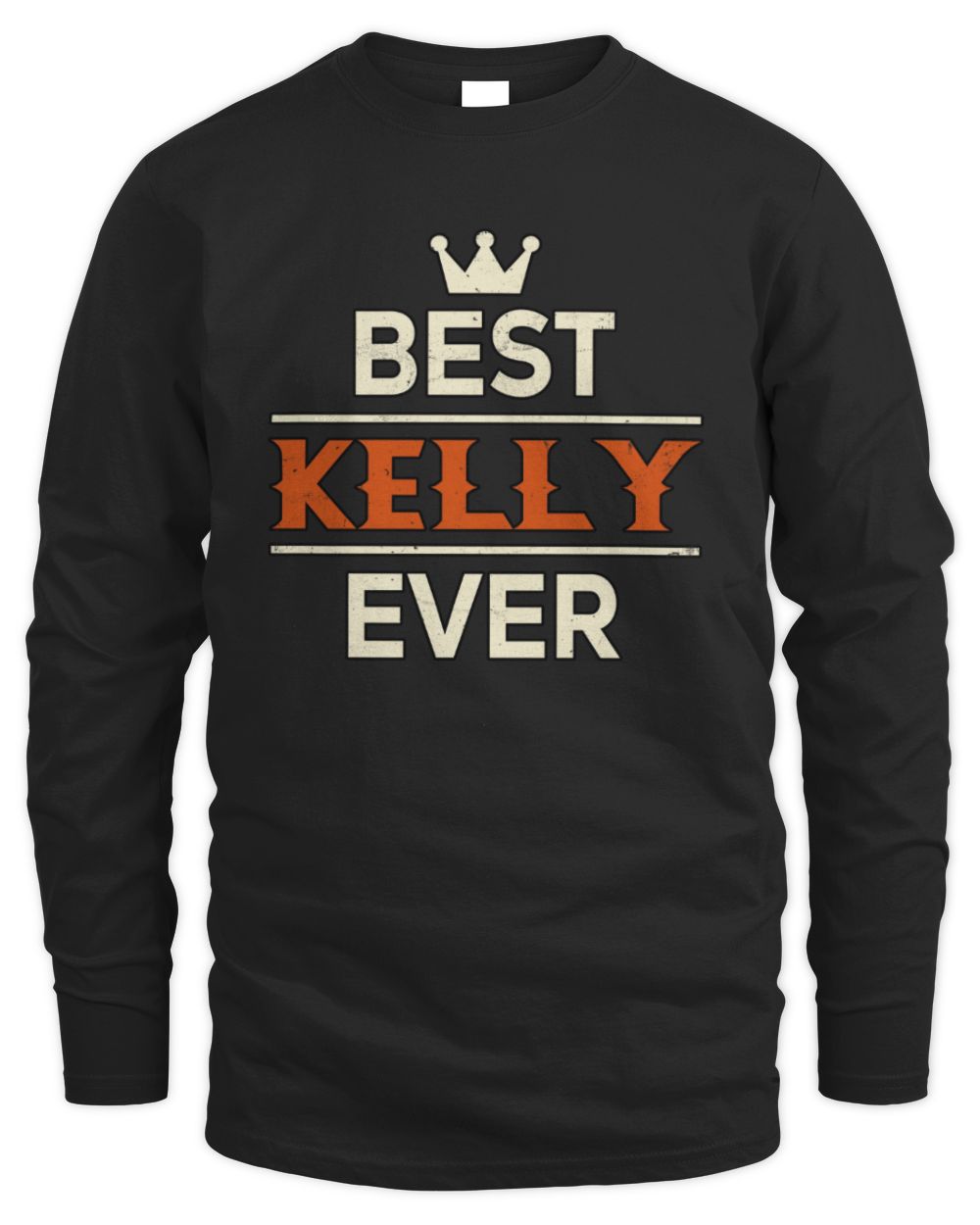 Best Your Name With Crown Shirt KELLY M1-59 / Men's Long Sleeved T-Shirt / black