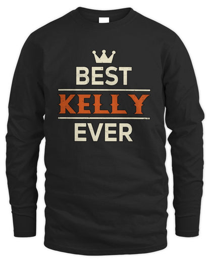 Best Your Name With Crown Shirt KELLY M1-59 / Men's Long Sleeved T-Shirt / black