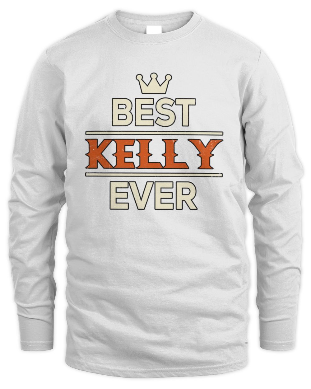 Best Your Name With Crown Shirt KELLY M1-59 / Men's Long Sleeved T-Shirt / white