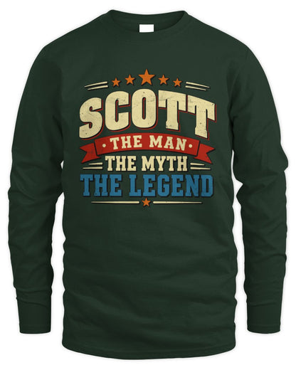 The Man The Myth The Legend Ribbon Vintage T-Shirt SCOTT M1-56 / Men's Long Sleeved T-Shirt / forest green