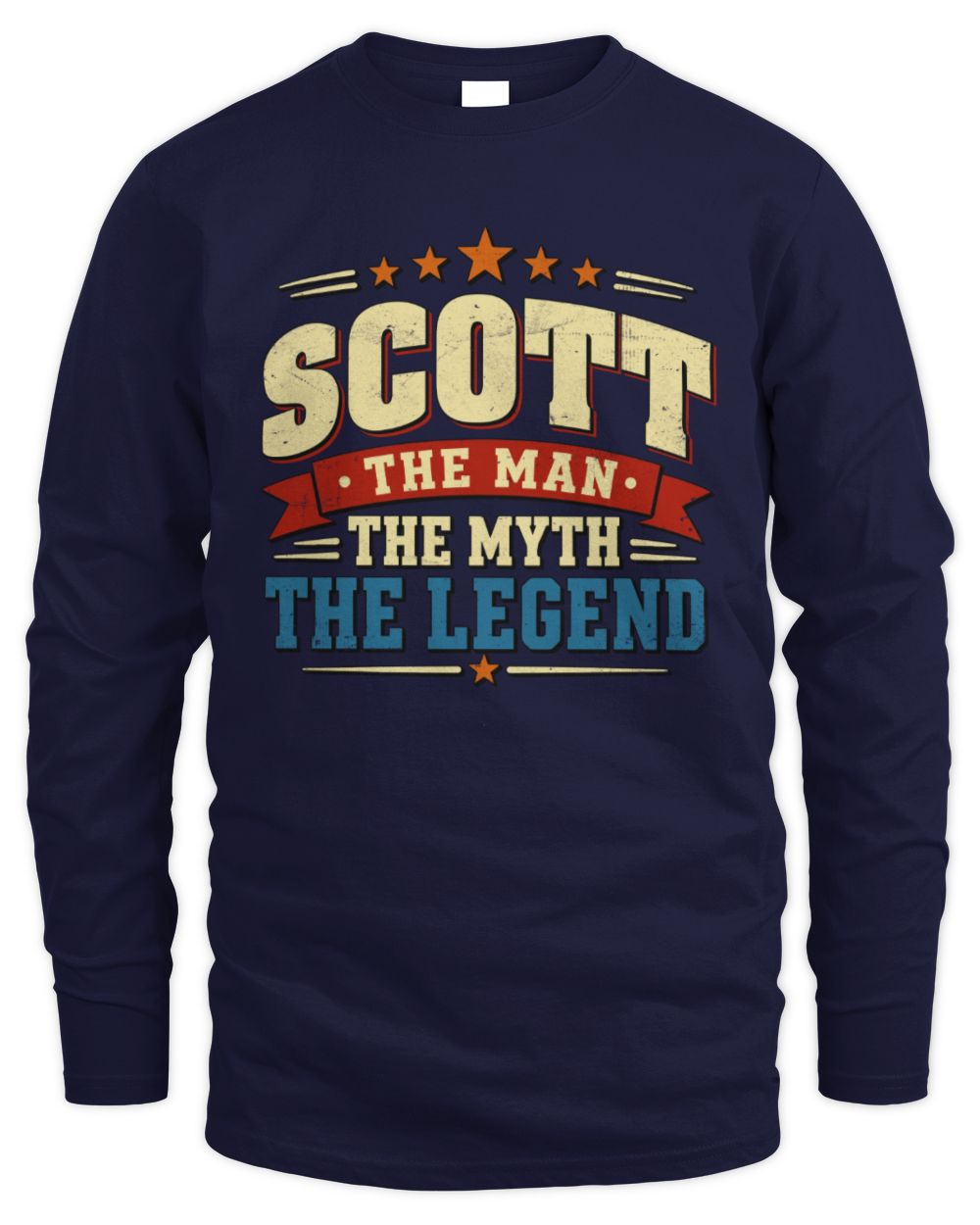 The Man The Myth The Legend Ribbon Vintage T-Shirt SCOTT M1-56 / Men's Long Sleeved T-Shirt / navy