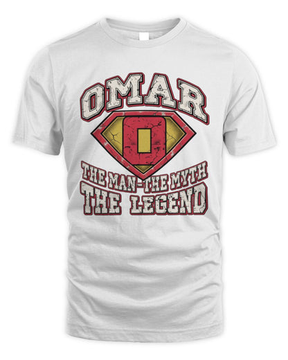 The Man The Myth The Legend Superman Graphic T-Shirt OMAR M1-74 / Unisex Standard T-Shirt / white
