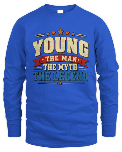 The Man The Myth The Legend Ribbon Vintage T-Shirt YOUNG M1-56 / Men's Long Sleeved T-Shirt / royal