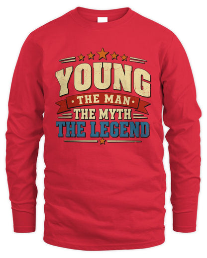 The Man The Myth The Legend Ribbon Vintage T-Shirt YOUNG M1-56 / Men's Long Sleeved T-Shirt / red
