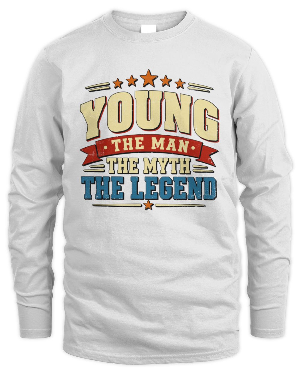 The Man The Myth The Legend Ribbon Vintage T-Shirt YOUNG M1-56 / Men's Long Sleeved T-Shirt / white