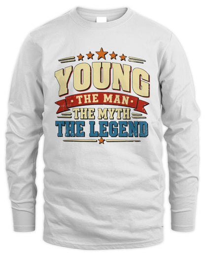 The Man The Myth The Legend Ribbon Vintage T-Shirt YOUNG M1-56 / Men's Long Sleeved T-Shirt / white