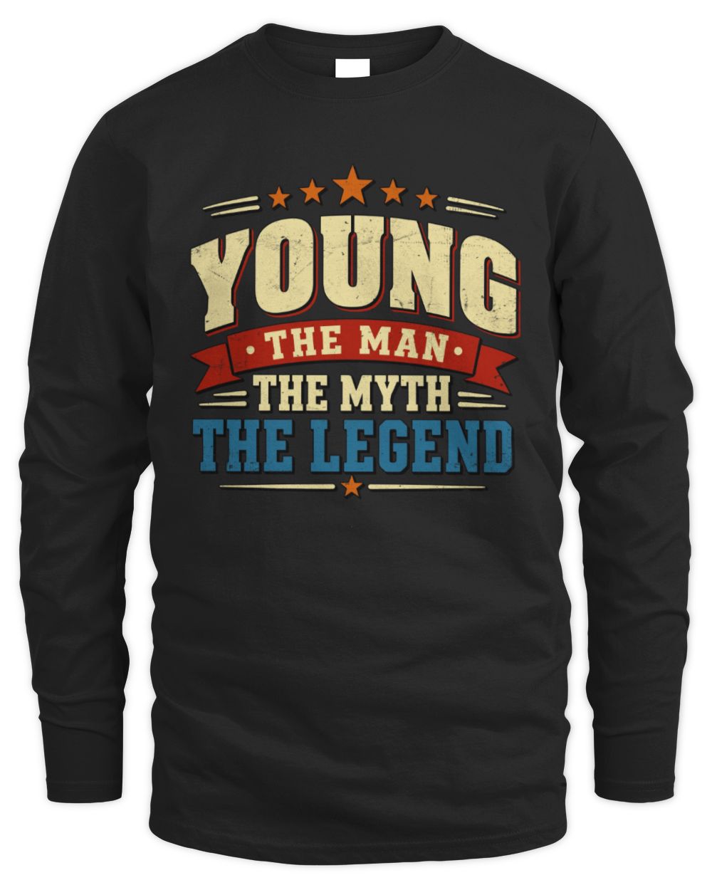 The Man The Myth The Legend Ribbon Vintage T-Shirt YOUNG M1-56 / Men's Long Sleeved T-Shirt / black