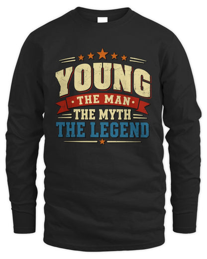 The Man The Myth The Legend Ribbon Vintage T-Shirt YOUNG M1-56 / Men's Long Sleeved T-Shirt / black