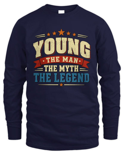 The Man The Myth The Legend Ribbon Vintage T-Shirt YOUNG M1-56 / Men's Long Sleeved T-Shirt / navy