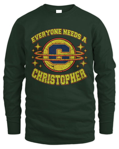 Everyone Needs a Your Name Shirt CHRISTOPHER M1-76 / Men's Long Sleeved T-Shirt / forest green