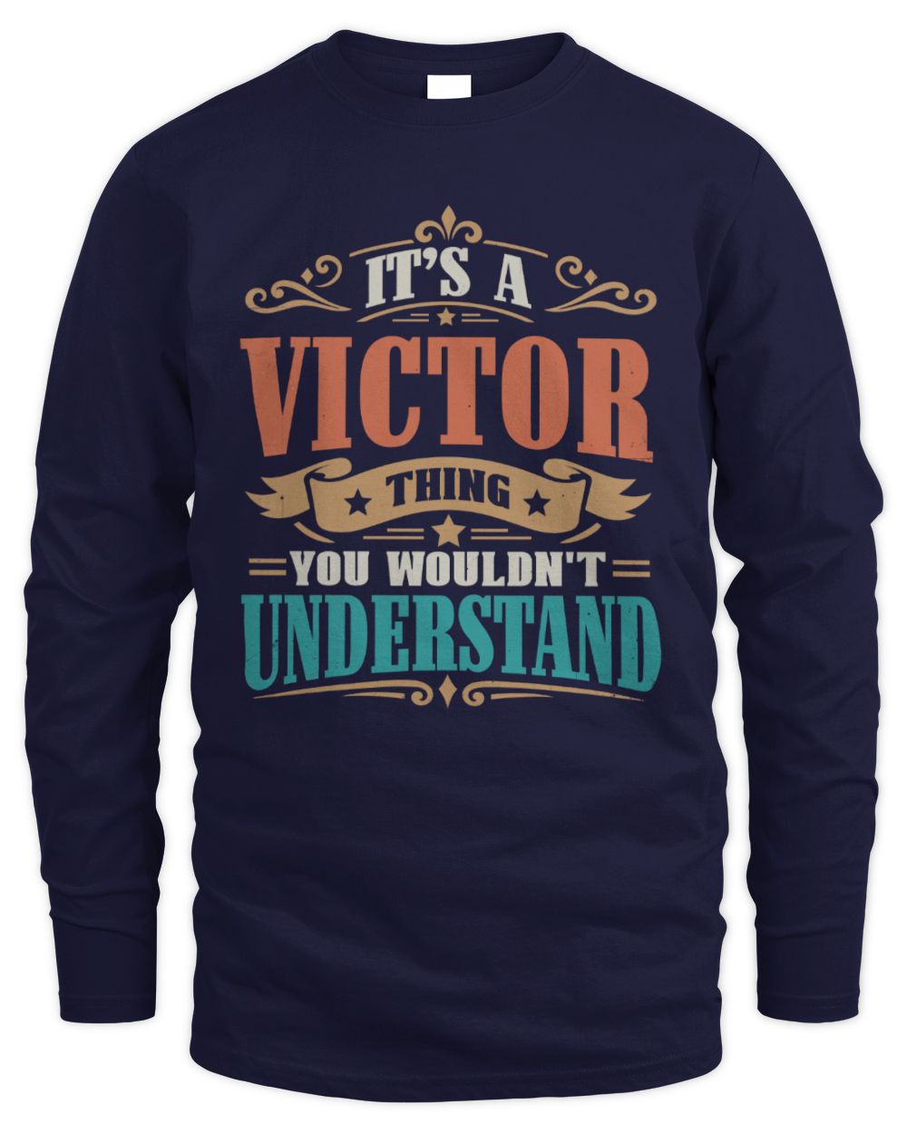 It’s a Name Thing Personalized Retro T-Shirt VICTOR M1-47 / Men's Long Sleeved T-Shirt / navy