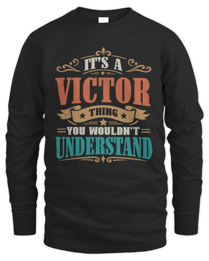 It’s a Name Thing Personalized Retro T-Shirt VICTOR M1-47 / Men's Long Sleeved T-Shirt / black